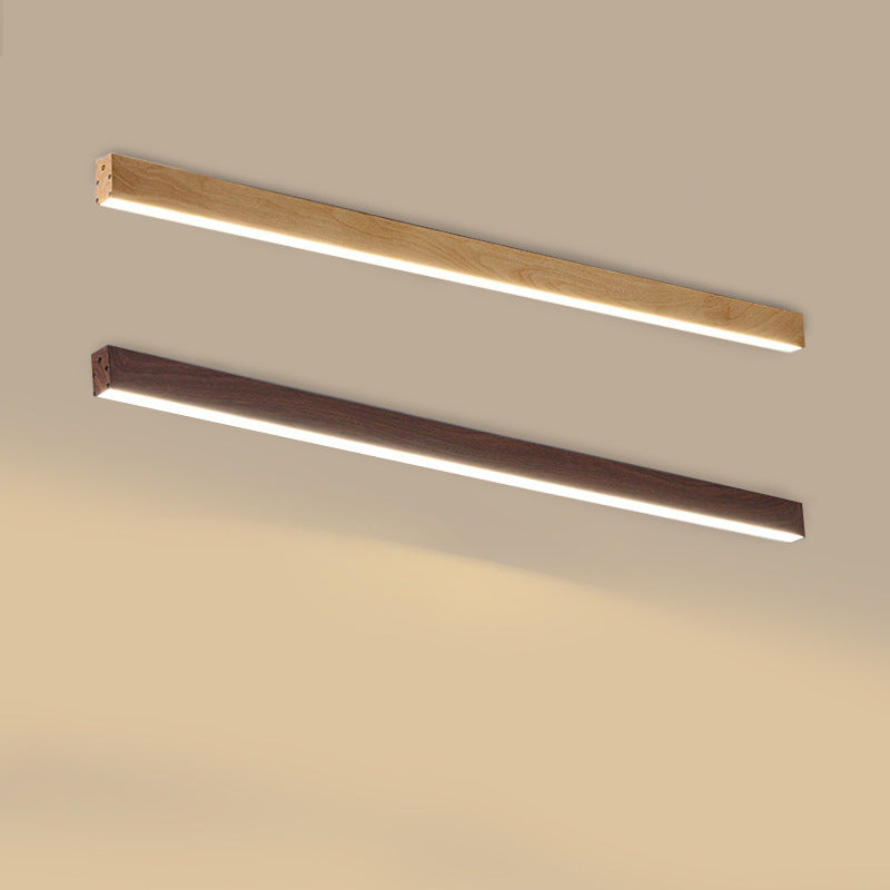 Modern Minimalist LED Flush Mount Ceiling Light - Wood Grain Aluminum Strips Design