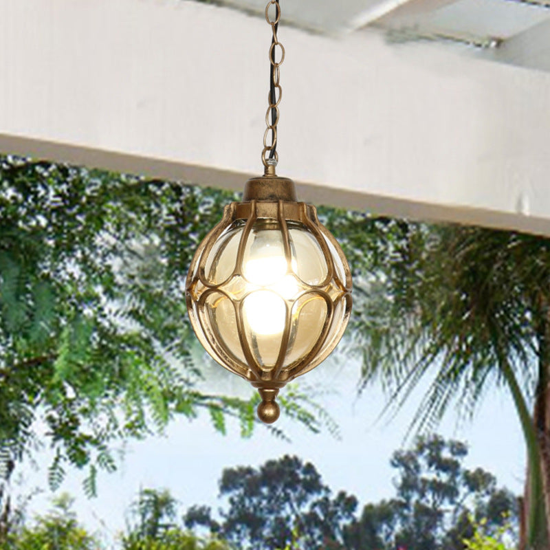 Traditional European Aluminum Iron Glass Pendant Light - Waterproof 1-Light Fixture for Outdoor Patio