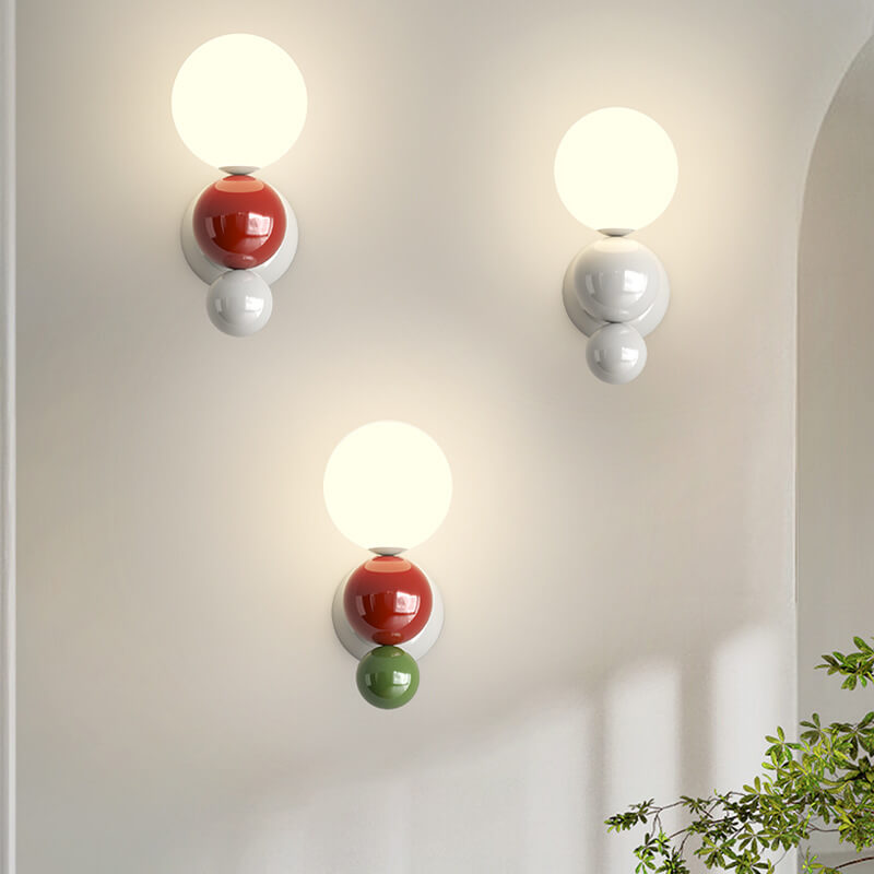 Modern Cream Style Children's Wrought Iron Sphere 1-Light Wall Sconce Lamp Nursery Lighting Fixture Kids Room Decor Soft Glow Bedroom Wall Light Fixture Cute Design for Kids Playroom Accent Lighting