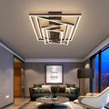 Modern Minimalist LED Flush Mount Ceiling Light - Aluminum Finish Multi-layer Rectangular Frame for Living Room