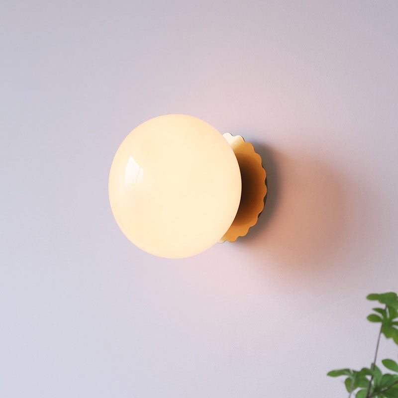Modern Vintage Minimalist Round Iron Glass Wall Sconce Lamp 1-Light