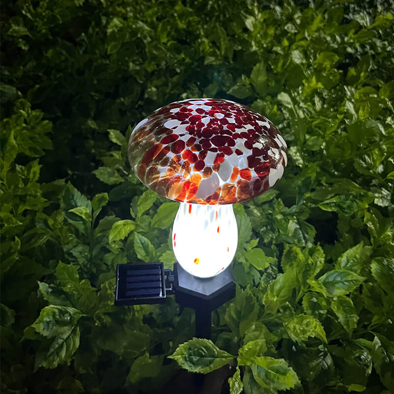Vibrant Mushroom Solar LED Garden Light - Waterproof Colorful Glass Lawn Decor