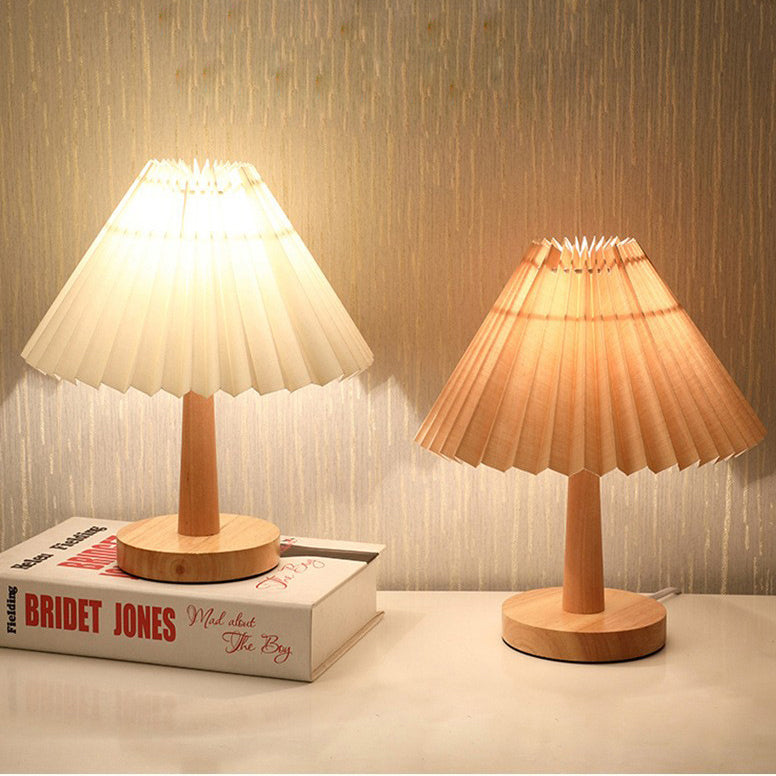 Vintage Pleated Umbrella-shaped LED Table Lamp, Retro LED Desk Light, Stylish Home Decor, Adjustable Brightness, Unique Lighting Design, Mid-century Modern Table Lamp, Warm Light for Living Room, Decorative Nightstand Lamp, Elegant Office Lighting, Vintag