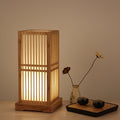 Traditional Japanese Square Bamboo Column 1-Light Table Lamp for Bedroom, Asian Decor Lighting, Artisan Craftsman Design, Elegant Nightstand Lamp, Eco-Friendly Bamboo Table Lamp, Soft Ambient Light for Bedroom, Japanese Style Home Decor, Unique Handmade L