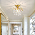 Modern Luxury Crystal Iron Semi-Flush Mount Ceiling Light for Living Room