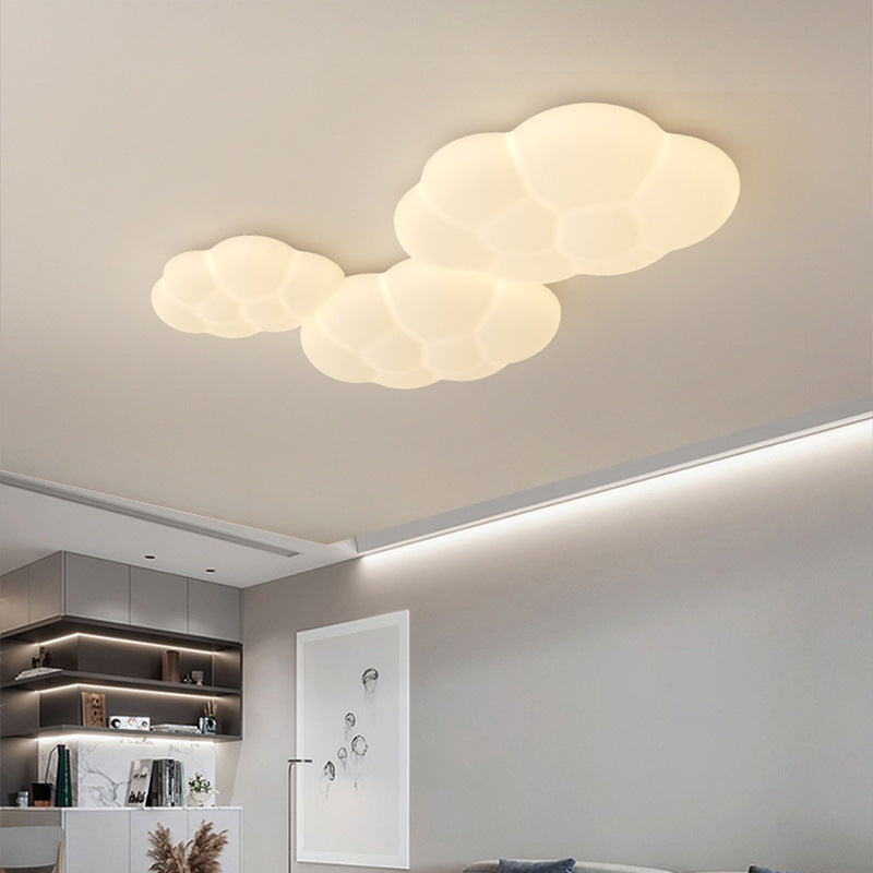 Contemporary Scandinavian Iron PE Cloud Shade LED Flush Mount Ceiling Light для Bedroom
