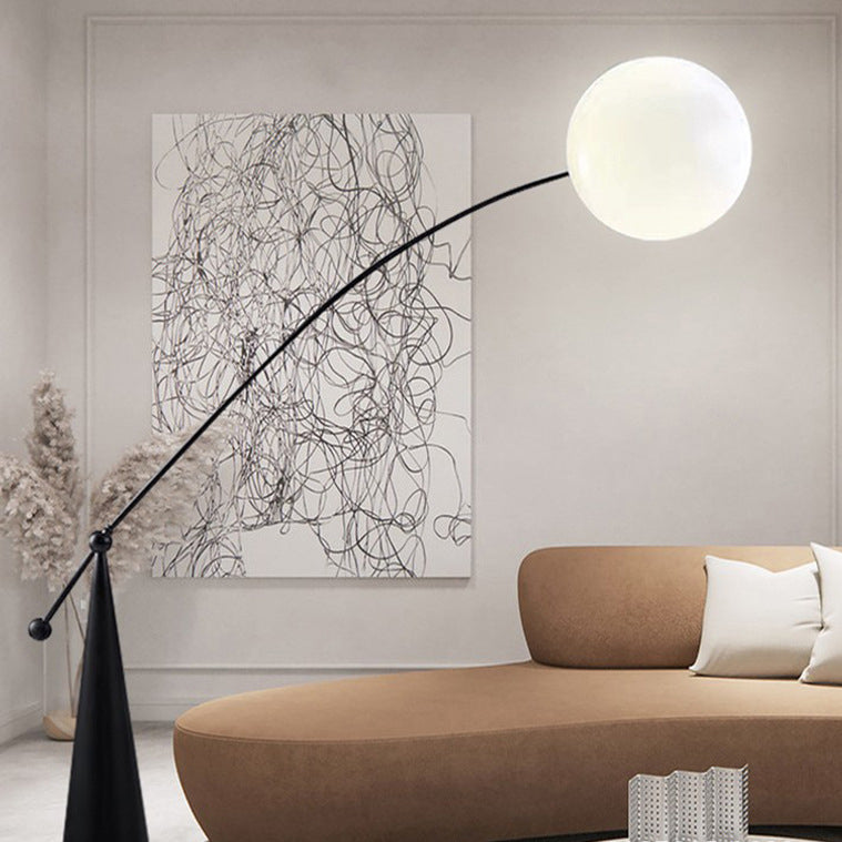 Contemporary Tapered Base Fishing Rod Floor Lamp - 1-Light Iron & Glass Design for Living Room