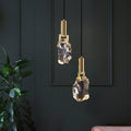 Modern Luxury Copper Irregular Crystal LED Pendant Light for Living Room