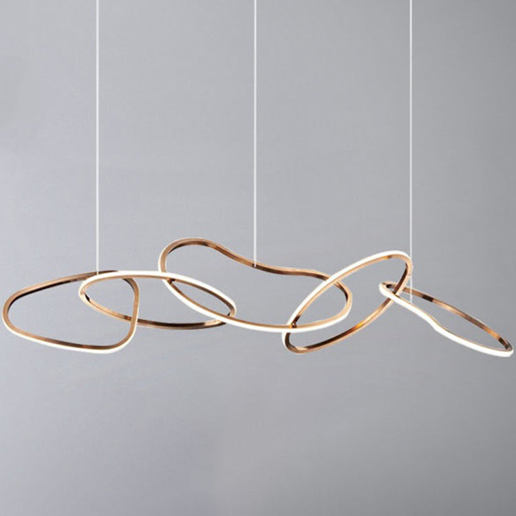 Contemporary Nordic Stainless Steel Round Toroidal LED Chandelier for Dining Room