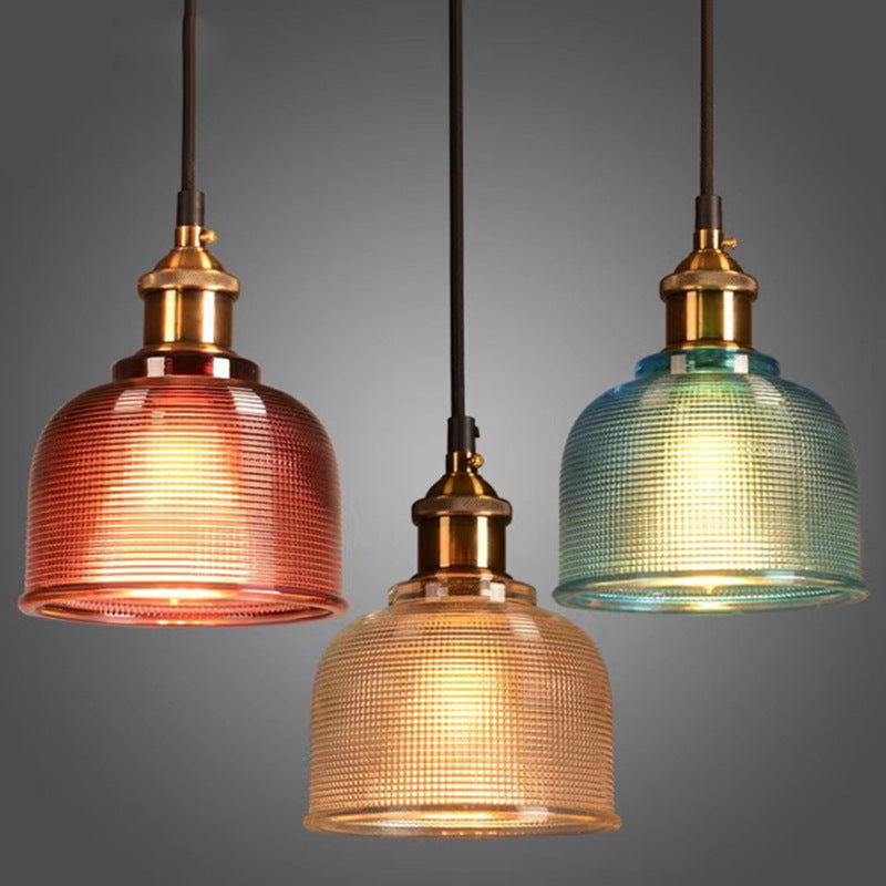 Vintage Lattice Glass Pendant Light - 1-Light Fixture for Dining, Kitchen & Living Room