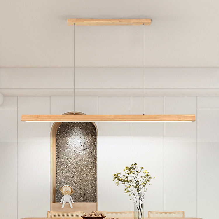 Contemporary Nordic Rubber Wood Acrylic LED Island Light Chandelier for Dining Room