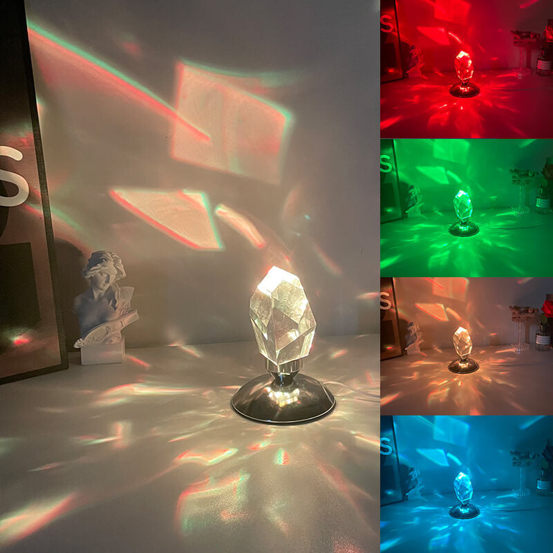 Diamond Crystal Luxury Ambient LED Night Light Table Lamp - Elegant Decorative Lighting for Home Bedroom, Modern Accent Lamp for Living Room, Unique Bedside Table Lamp, Dimmable LED Nightlight with Crystal Finish, Stylish Home Decor Gift, Soothing Mood Li