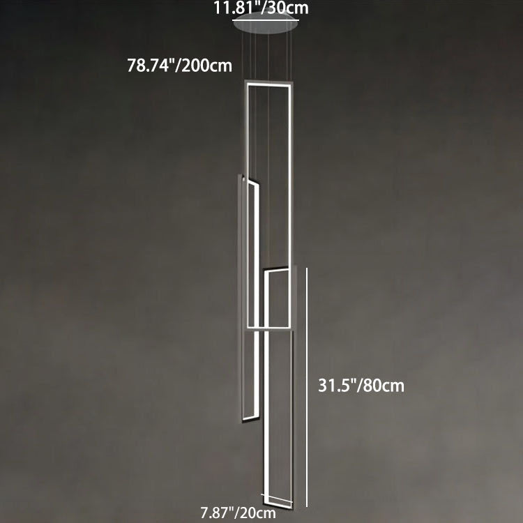 Modern Minimalist LED Chandelier - Iron, Aluminum & Silica Ceiling Plate for Stairway