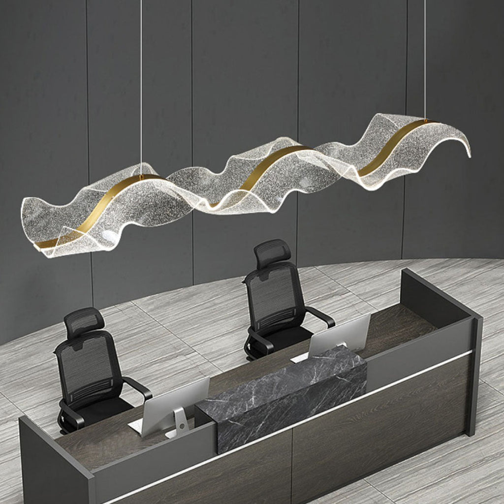 Contemporary Acrylic Corrugated LED Pendant Light for Living Room