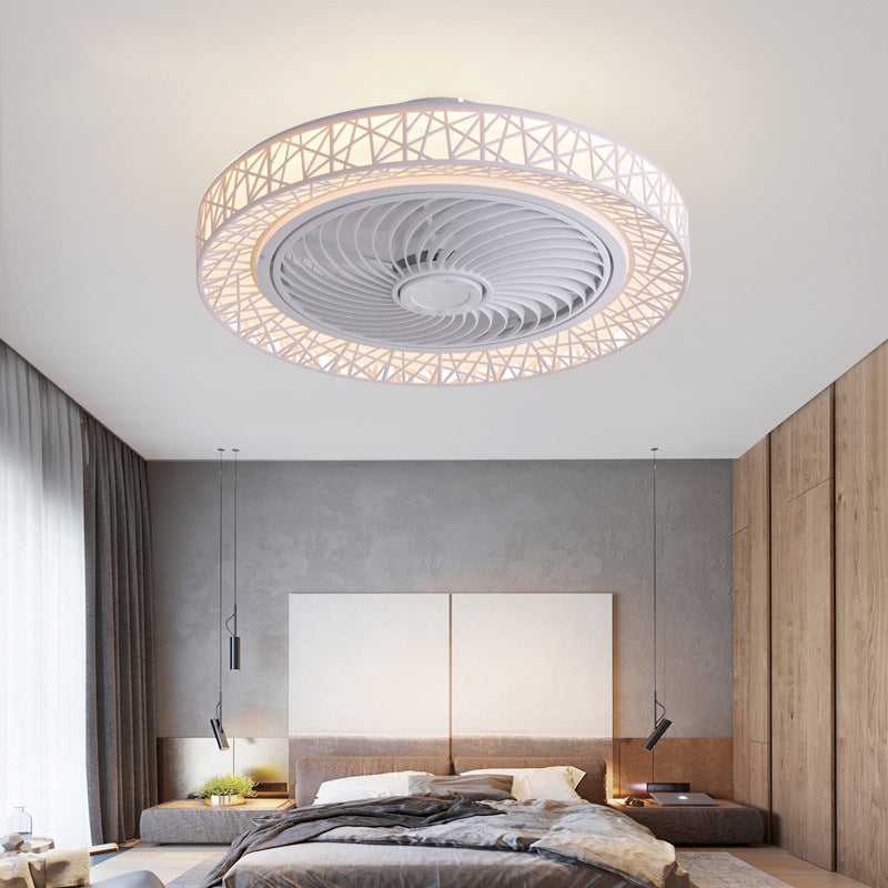 Modern Luxury Round Lace Ceiling Fan Light - LED Flush Mount Fixture