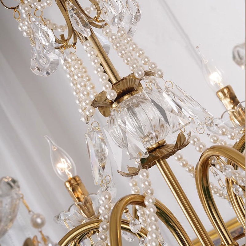 Traditional French Candelabra Crystal Iron Chandelier - 3/6/8 Lights for Living Room Elegance