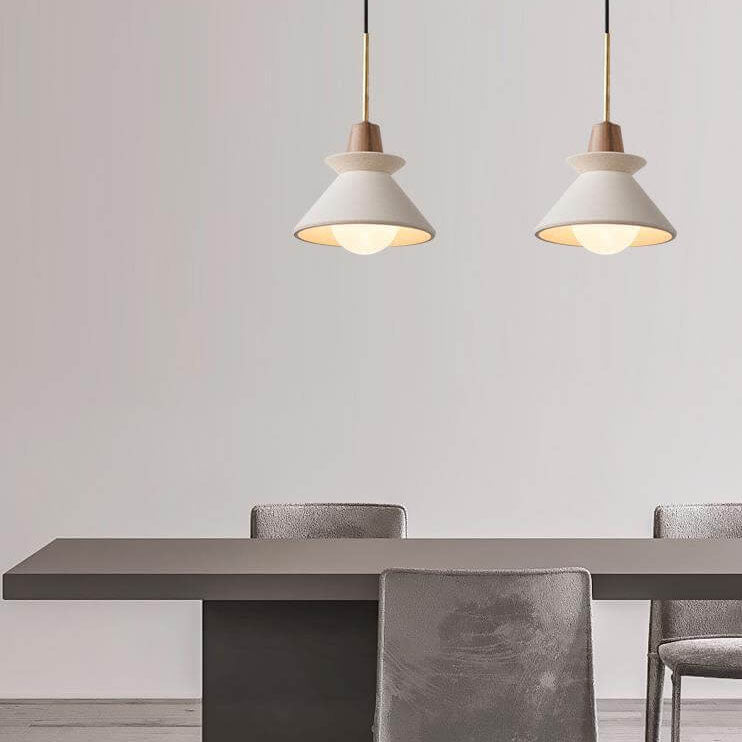 Nordic Minimalist White Cement Pendant Light - 1-Light Tapered Design