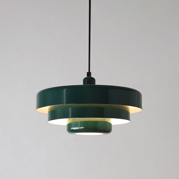 Nordic Vintage Multi-Layered Round Metal Pendant Light - 1-Light Ceiling Fixture
