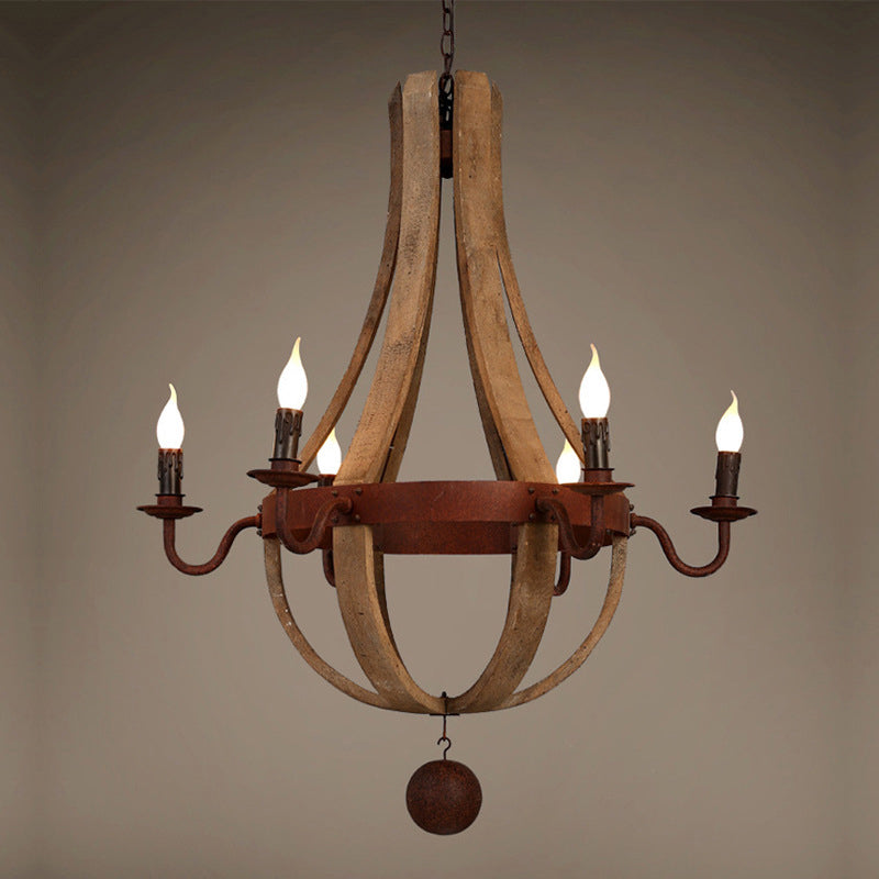 Rustic Round Branch Candle Holder Chandelier - 5/6/8 Light Wooden Iron Decor for Living Room