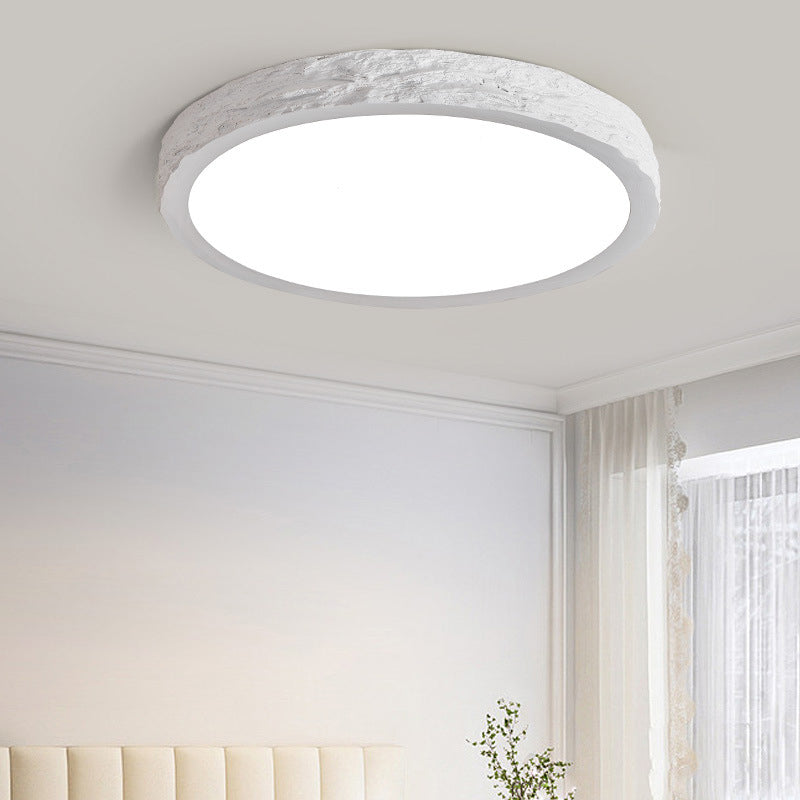 Modern Minimalist Round Stone Grain Resin Iron LED Ceiling Light for Bedroom