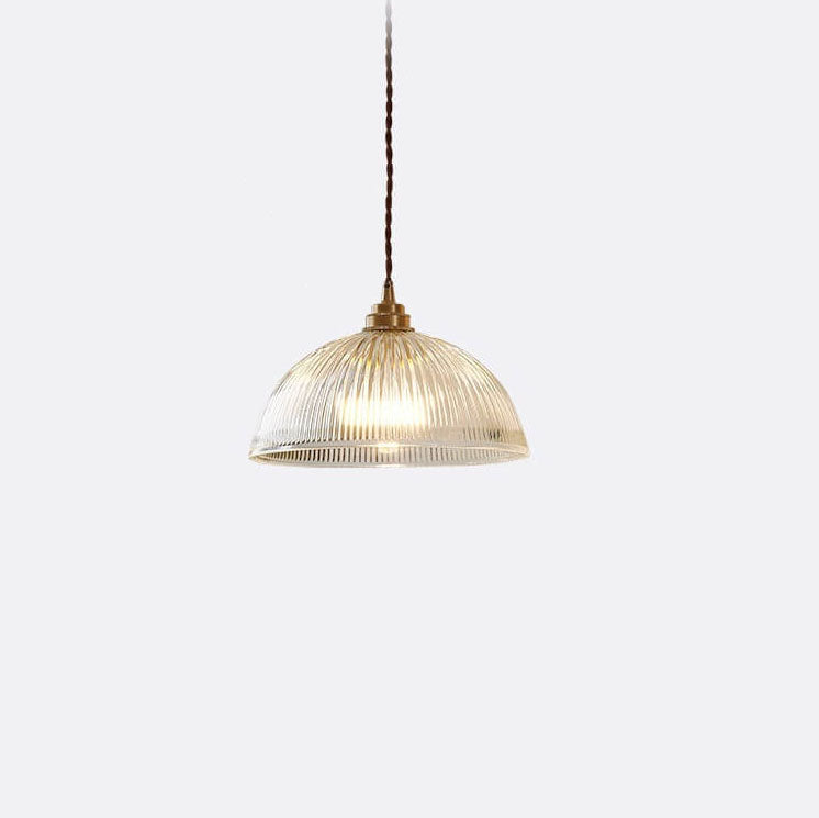 Modern Minimalist Brass Glass Dome Pendant Light 1-Light Fixture