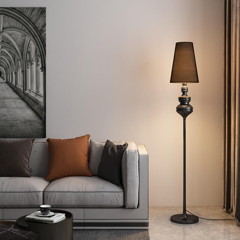 Modern Transitional Fabric Cone Iron Base Floor Lamp - 1-Light for Living Room