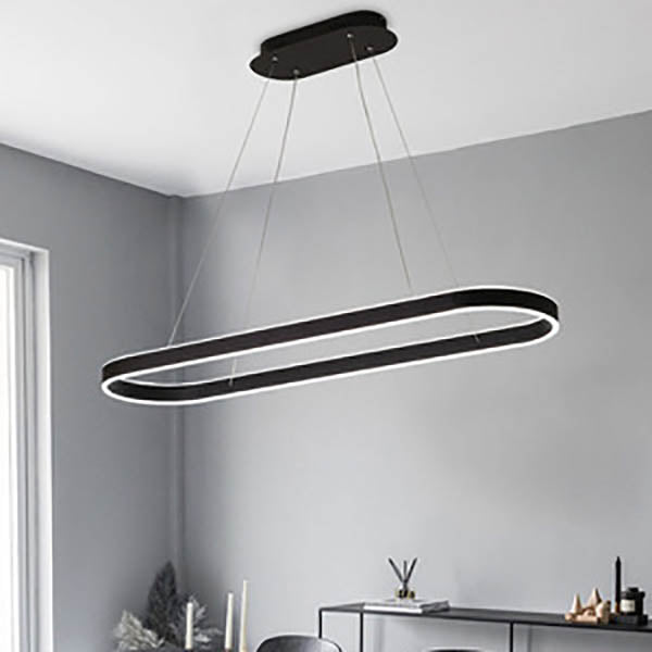 Modern Minimalist Oval Aluminum LED Chandelier - Light Luxury Lighting Fixture