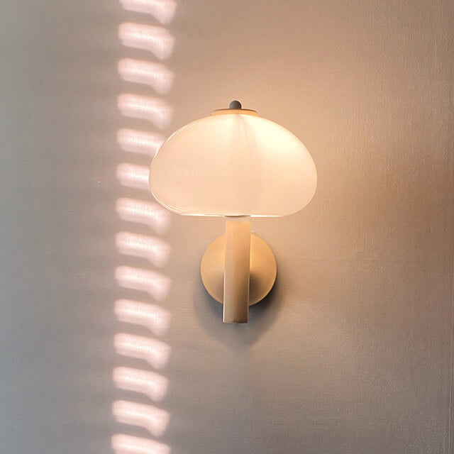 Contemporary Nordic Milk White Glass Dome Mushroom Wall Sconce Lamp - 1-Light Bedroom Fixture
