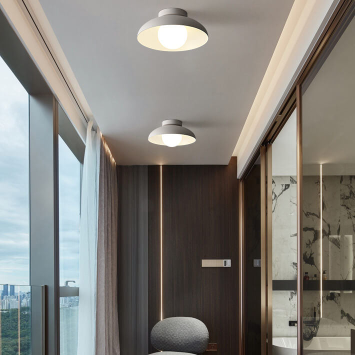 Contemporary Nordic Wabi-Sabi Iron Glass Semi-Flush Mount Light