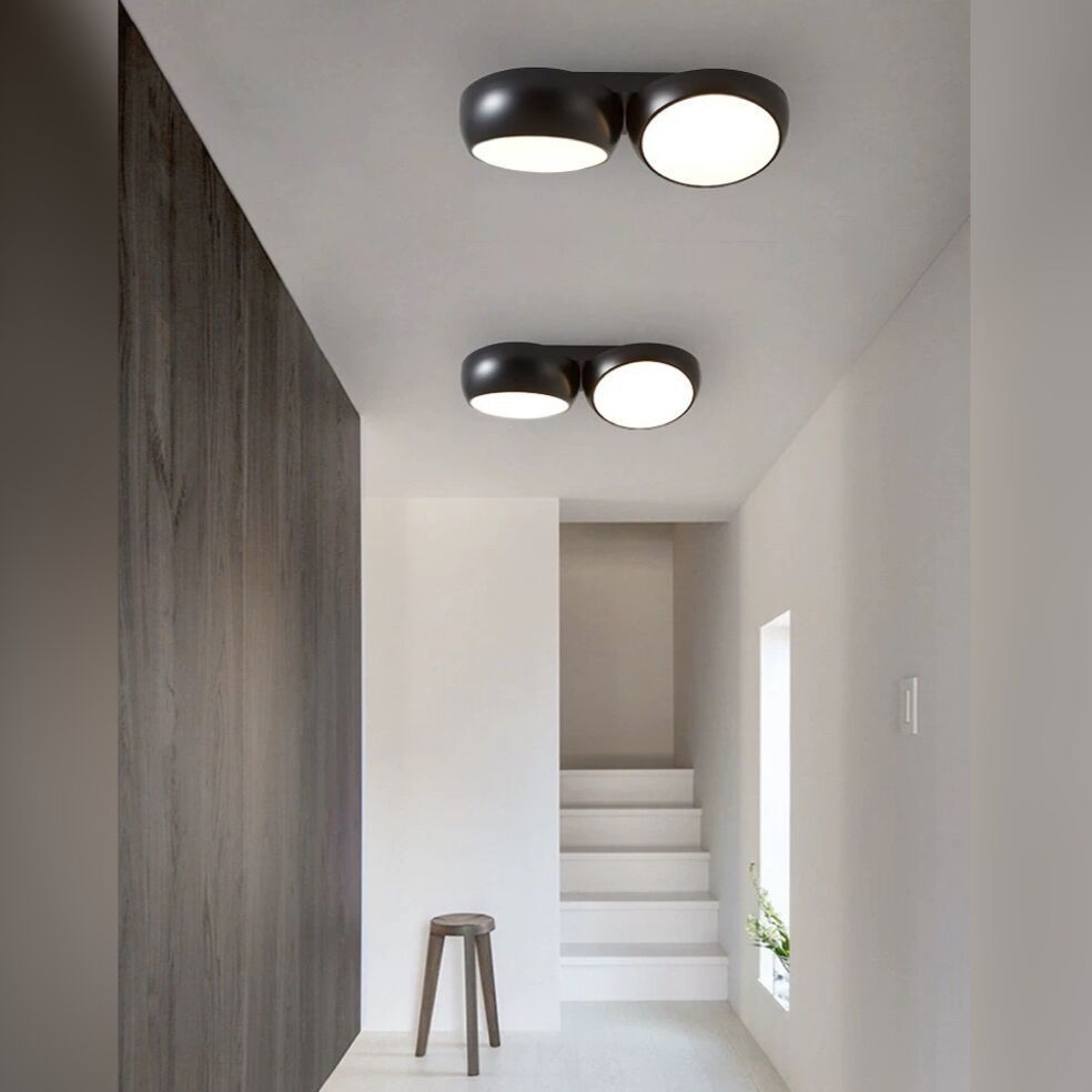 Scandinavian Modern Round LED Semi-Flush Mount Ceiling Light – Iron & Plastic Design