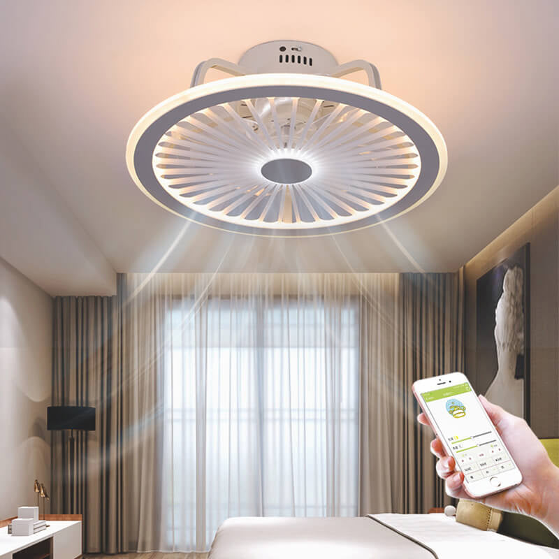Slim Round LED Ceiling Fan Light - Modern ABS Flush Mount Design