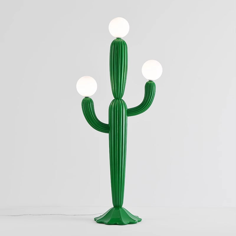 Contemporary Cactus Resin Glass 3-Light Floor Lamp for Living Room