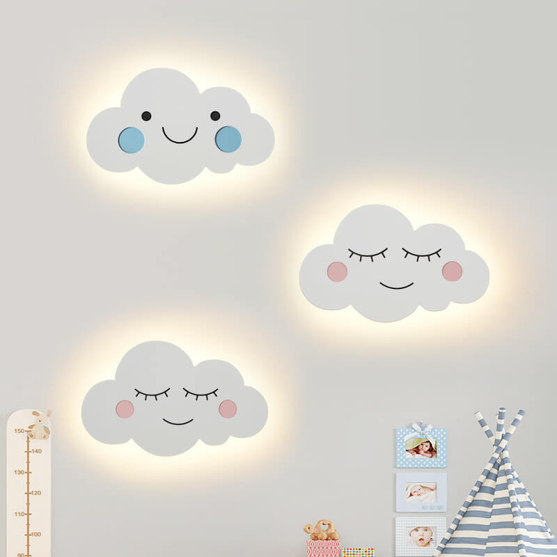 Nordic Creative Clouds Iron Emoji LED Kids Wall Sconce Lamp | Decorative Lighting for Children's Room | Playful Cloud Design | Bright LED Wall Light | Modern Nursery Decor | Fun Bedroom Wall Fixture | Cute Night Light for Kids | Unique Gift for Children |