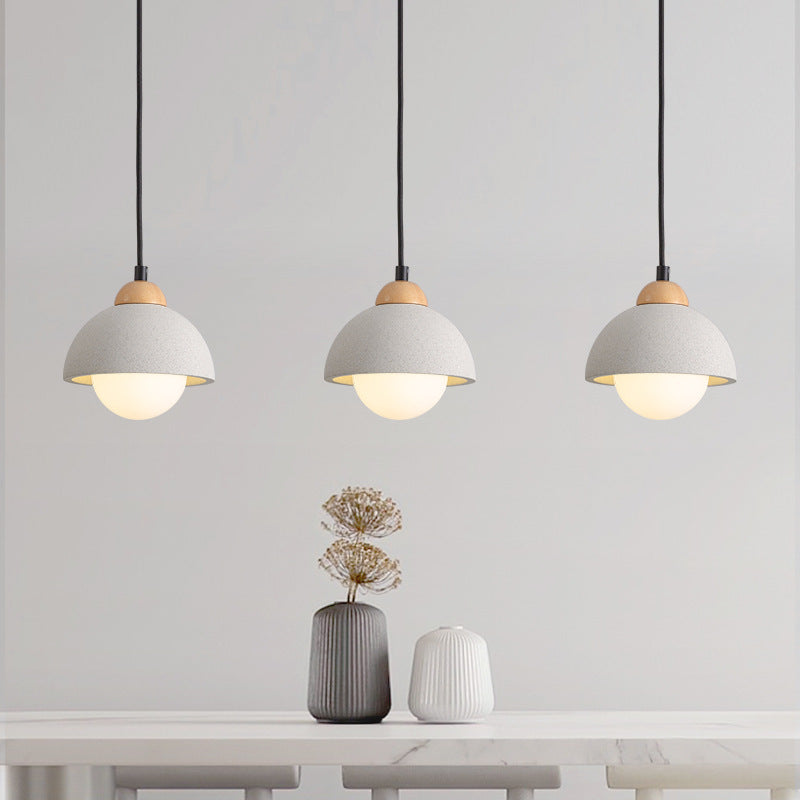 Contemporary Scandinavian Cement Dome Pendant Light for Bedroom 1-Light
