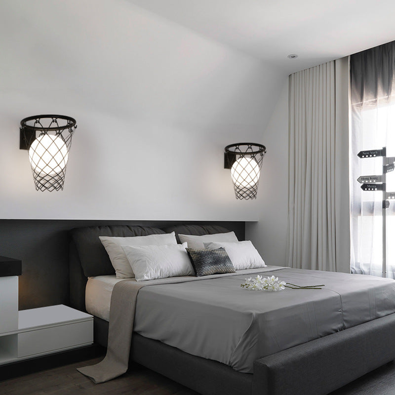 Modern Art Deco Kids Basketball Hoop Wall Sconce - 1-Light Glass Lamp  

Illuminate your child’s bedroom with this stylish Modern Art Deco kids basketball hoop wall sconce. Featuring a sleek glass design and a playful basketball motif, this 1-light lamp a