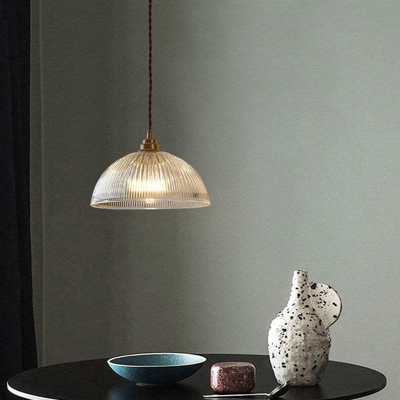 Modern Minimalist Brass Glass Dome Pendant Light 1-Light Fixture