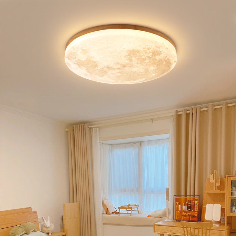 Modern Minimalist LED Flush Mount Ceiling Light - Round PVC Acrylic Moon Design for Living Room