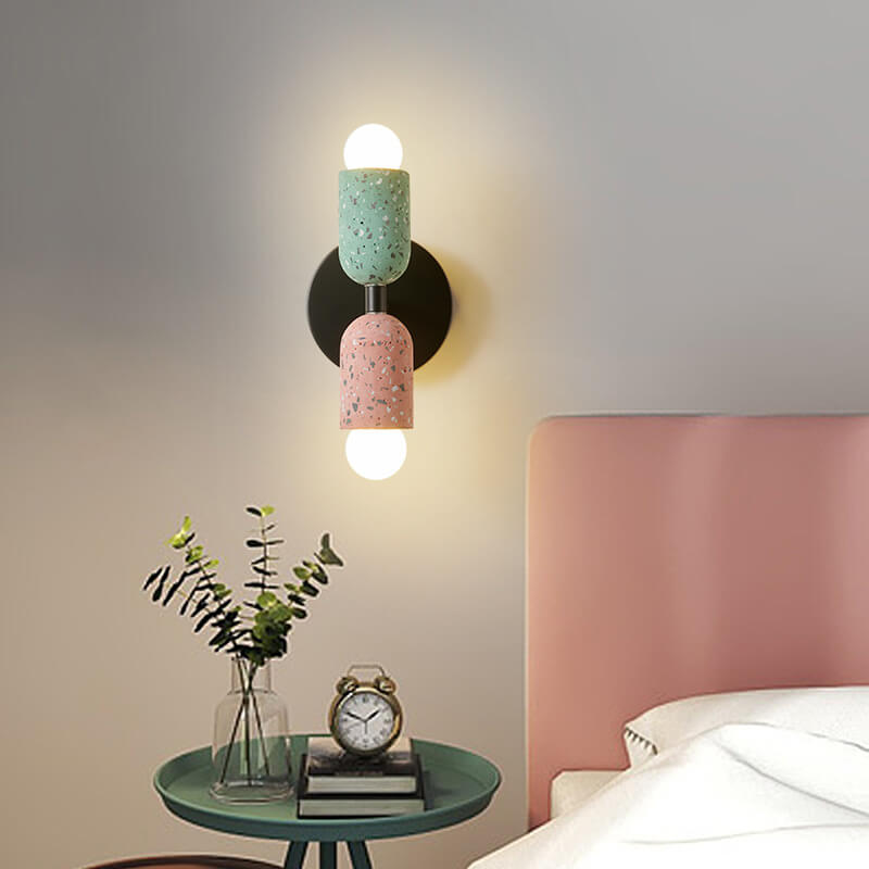 Modern Wabi-Sabi Iron Cement Wall Sconce Lamp - 2-Light Design