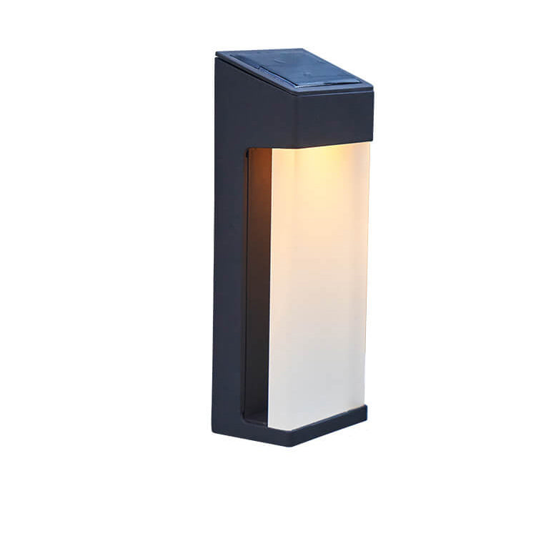 Solar Square Frosted Glass LED Wall Sconce - Waterproof Outdoor Lighting