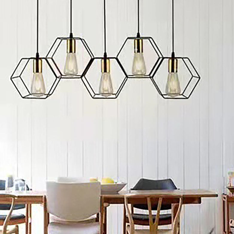 Contemporary Industrial 3/5 Light Iron Island Chandelier for Living & Dining Rooms