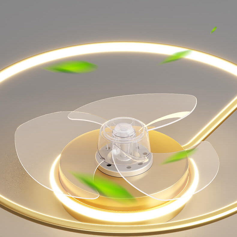 Minimalist Round LED Flush Mount Ceiling Fan Light - Luxury Invisible Design