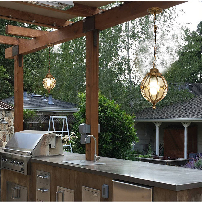 Traditional European Aluminum Iron Glass Pendant Light - Waterproof 1-Light Fixture for Outdoor Patio