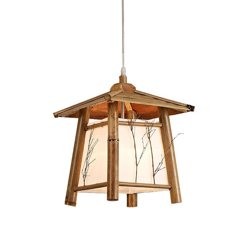 Japanese Rustic Vintage Bamboo Weaving Pendant Light 1-Light Fixture