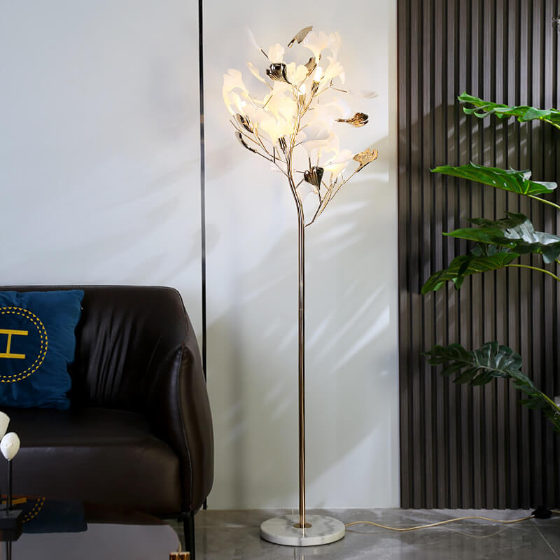 Nordic Ginkgo Leaf Floor Lamp - 5-Light Acrylic Iron Design