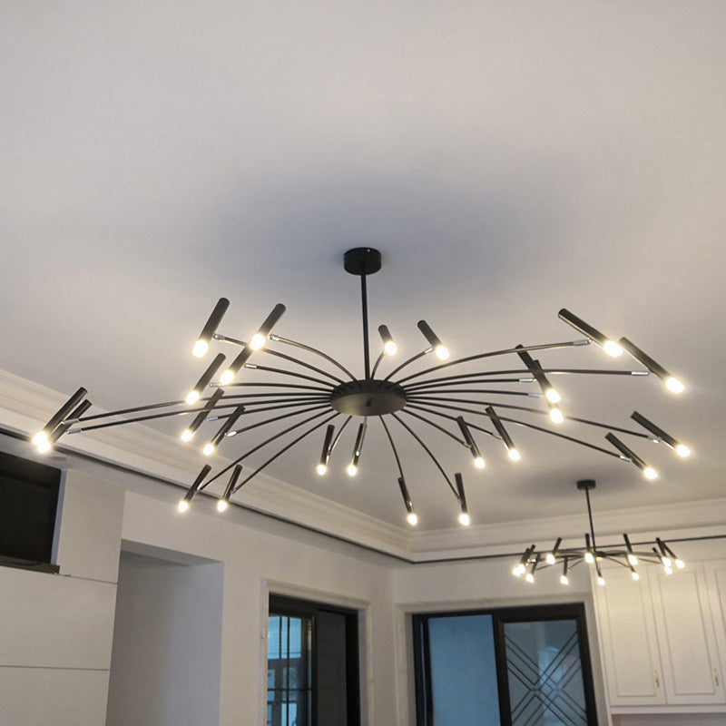 Contemporary Scandinavian Round Radioactive Iron Aluminum Chandelier 12/24 Light for Living Room