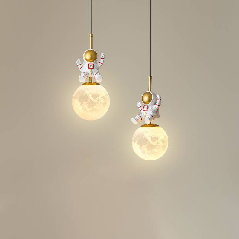 Contemporary Nordic Kids Orb Astronaut Iron Resin 1-Light Pendant Light Bedroom Decor, Space-Themed Lighting, Childrens Ceiling Fixture, Modern Nursery Light, Astronaut Space Decor, Unique Kids Room Lighting, Playful Bedroom Illumination, Decorative Penda