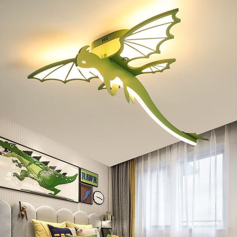 Contemporary Creative Acrylic Cartoon Dinosaur LED Semi-Flush Mount Ceiling Light for Kids Bedroom, Nursery, Playroom, Fun Lighting, Cute Dino Design, Adjustable Brightness, Modern Home Decor, Unique Children's Room Light Fixture