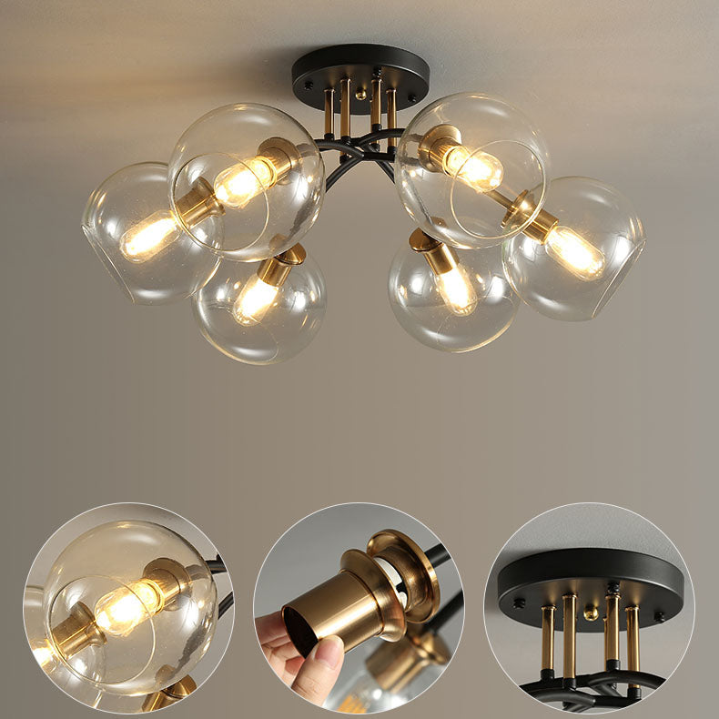 Modern Luxury Iron Glass Magic Bean Semi-Flush Mount Ceiling Light - 4/6/8 Lights for Bedroom