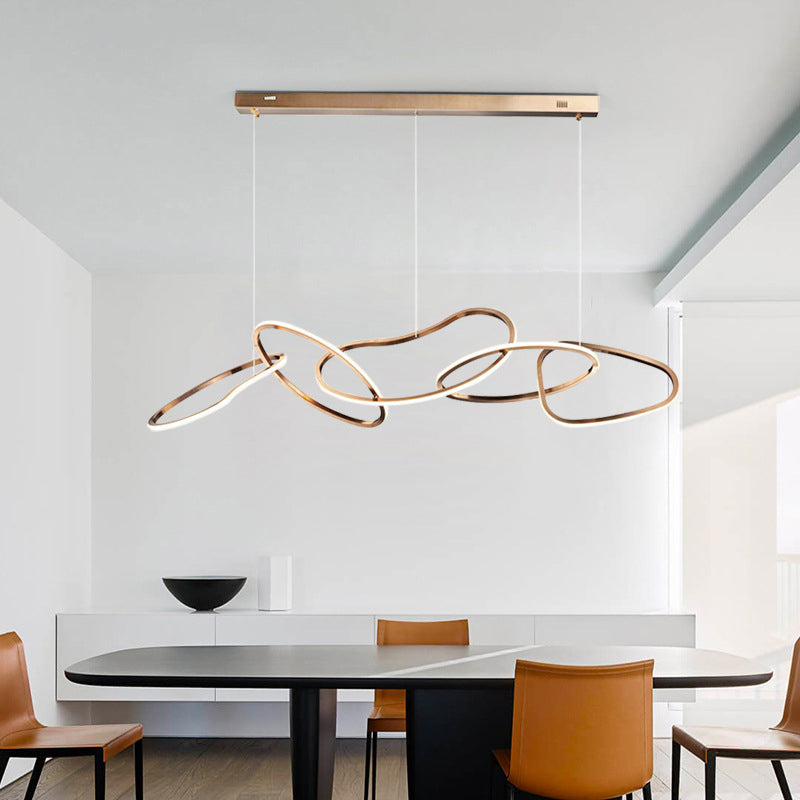 Contemporary Nordic Stainless Steel Round Toroidal LED Chandelier for Dining Room
