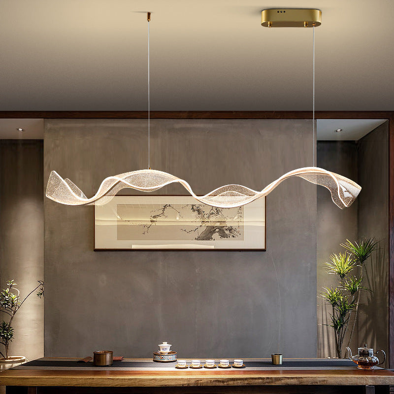 Contemporary Acrylic Corrugated LED Pendant Light for Living Room